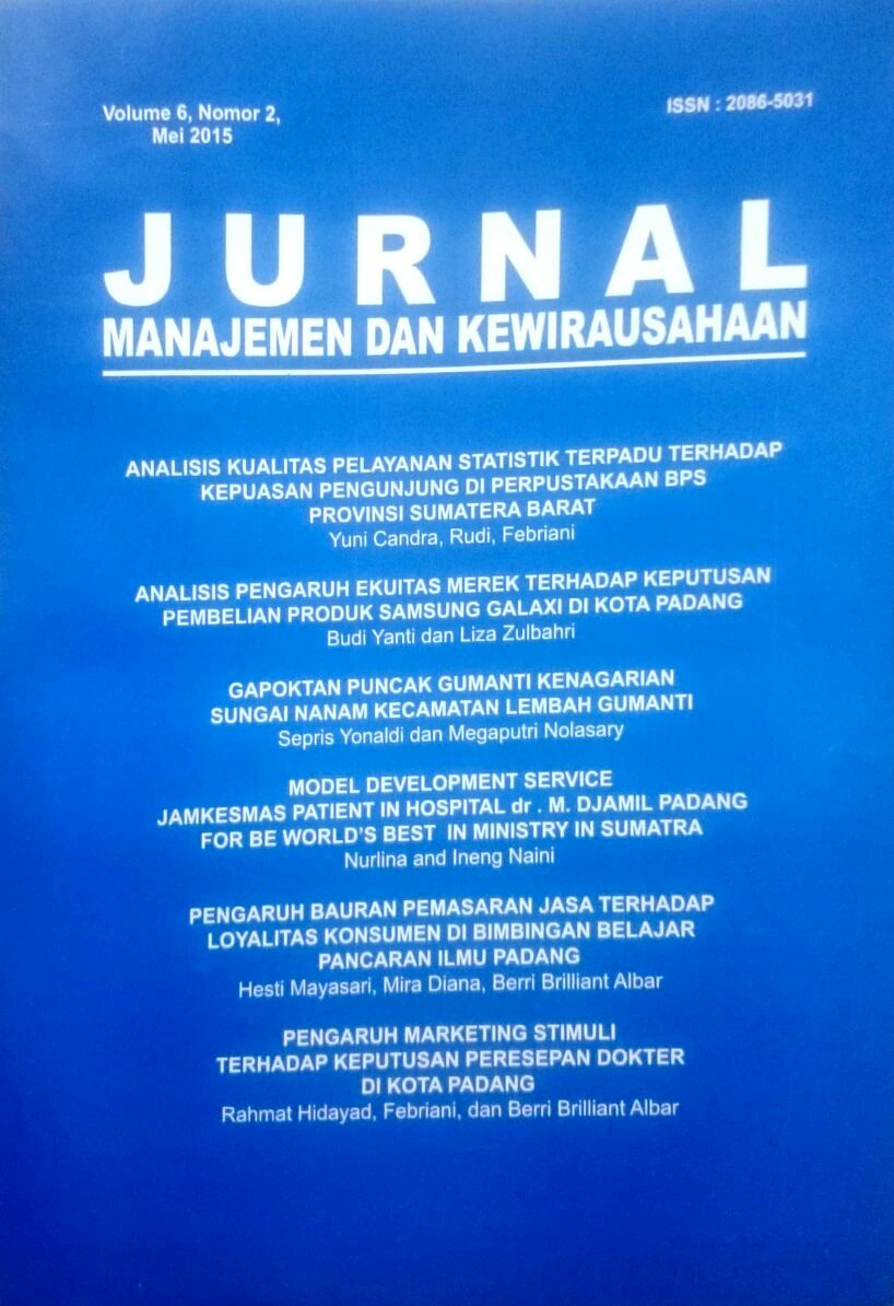 Jurnal Manajemen dan Kewirausahaan Vol. 6 No. 2 2015