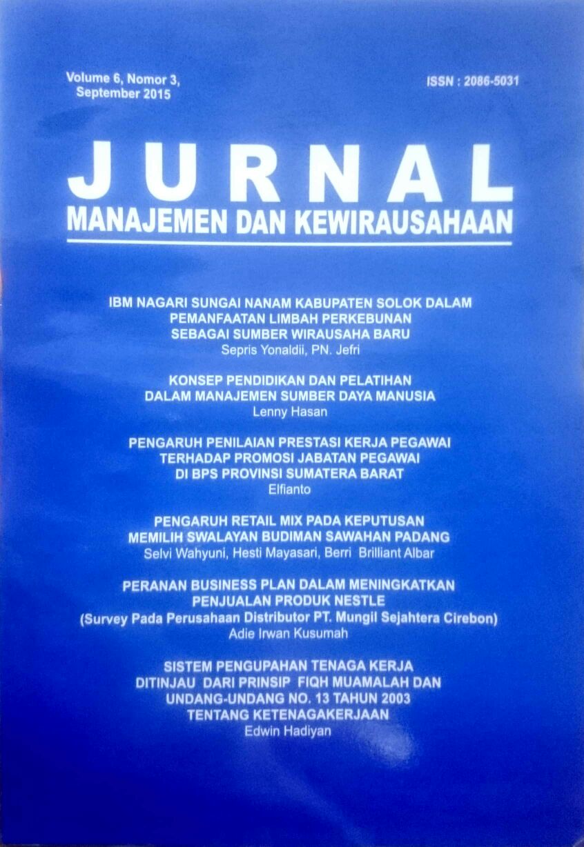 Jurnal Manajemen dan Kewirausahaan Vol. 6 No. 3  2015
